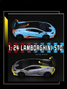 1/24 Lamborghini STO Spor Araba Oyuncak Alaşım Diecast Model Yüksek Simülasyon Araç Ses ve ışık dekorasyonu Serisi Çocuk Hediyeler