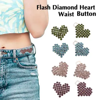 1 Çift Ayarlanabilir Bel Düğmesi Renkli Elmas Aşk Düğmesi Artefakt Zımba Ayrılabilir Pantolon Bel Modifiye Küçük Sevimli Hiçbir B0Z1