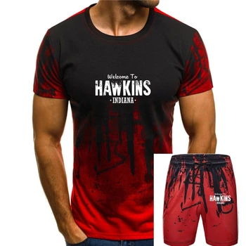 100 % Pamuk Erkek Yaz T Gömlek Hoşgeldiniz Hawkins Indiana Zil T - Shirt-Yabancı Choses, Diverses Couleurs Tasarım T-Shirt