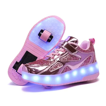 2023 led ışık Ayakkabı Çift İKİ Tekerlekli Erkek Kız Paten Rahat Ayakkabı Erkek Sevgilisi Kız Zapatillas Zapatos Con Ruedas