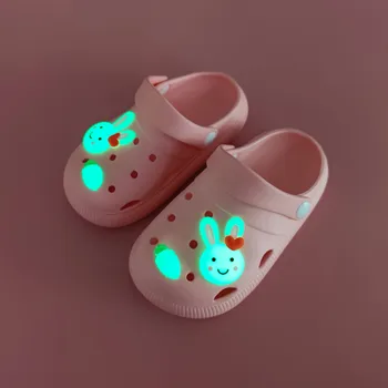 2023 Yaz Yeni EVA Kız Sandalet Terlik çocuk Sevimli Baotou Karikatür Kızdırma Tavşan Yumuşak Taban Bebek Delik Ayakkabı SO113