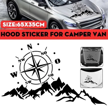 Araba SUV Evrensel Hood Sticker Dağ Pusula Grafik çıkartma Dekorasyon