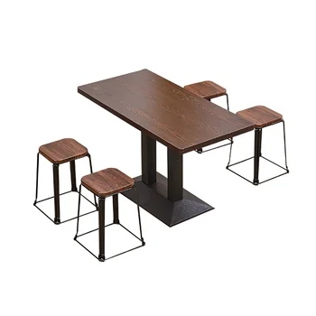 Basit Dikdörtgen yemek masası Yemek Burger Restoran yemek masası ve Sandalye Kombinasyonu Ticari Yemek Mobilyaları
