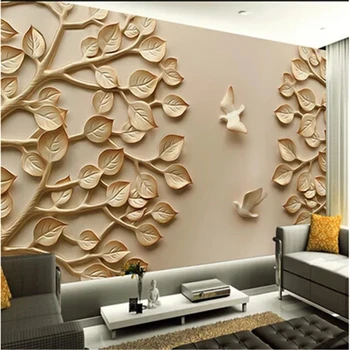 beibehang Özel 3d fotoğraf duvar kağıdı 3D zemin modern minimalist yatak odası den duvar stereoskopik 3D kabartma ağacı uzay