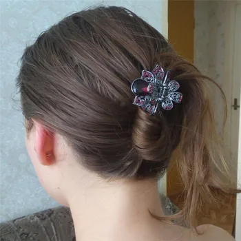 Büyük Kristal Çiçekler Saç Pençeleri Klipler Kadın Kızlar İçin Düğün Saç süsleri Üst Yengeç Klip Vintage saç Takı