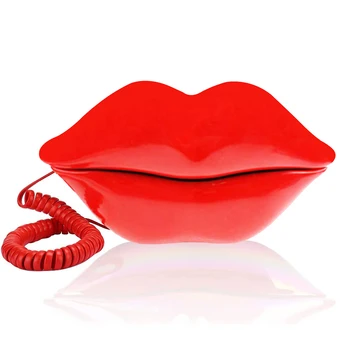 Dudaklar telefon sevimli kırmızı ağız şekli dudak telefon kablolu sabit telefonlar ev ve ofis dekor için pembe rol oynamak telefon hediye