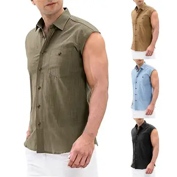 Erkek Gömlek Düz Renk Tüm Maç Basit Solmaz Yaz Üst Günlük Giyim için