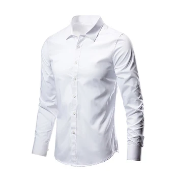 Erkek Klasik Fit Gömlek İnce Gömlek Uzun Kollu Lüks İş Kırışıklık dayanıklı Düğme Elbise Gömlek Yüksek Kalite 2023