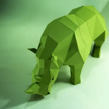 Gergedan Düşük Poli Gergedan 3D Kağıt Modeli El Yapımı Montaj Oyuncaklar DIY Papercraft Ev Heykel Dekor Hayvan Kağıt Figürleri Sahne