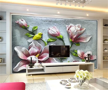 Güneydoğu Asya özel 3D duvar kağıdı duvar çiçek ve kuş kabartma arka plan duvar kaplaması ev dekorasyon fotoğraf fotoğraf duvar kağıdı