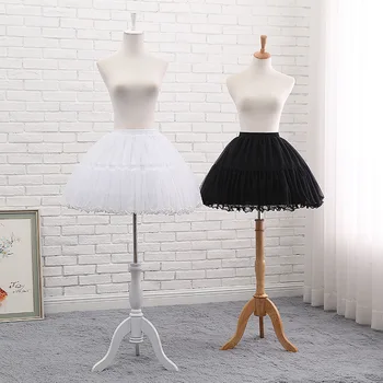 Kadınlar Beyaz Siyah Kısa Lolita Cosplay Kostüm Kalem Kenar Kombinezon Kabarık Tutu Tül Etek Bale Dans Jüpon