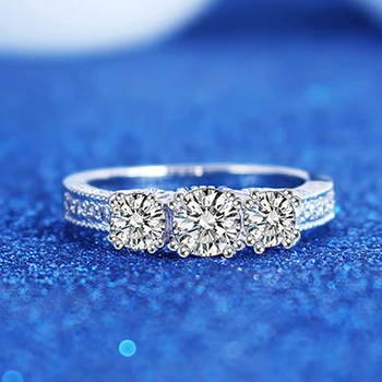 Klasik Nişan Yüzüğü AAA 4 Pençeli Yuvarlak Zirkon Kadın Kadın Süper Flaş Rhinestone Düğün Band CZ Yüzük 925 Gümüş Takı