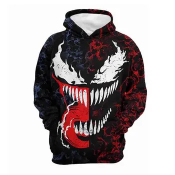 Marvel Örümcek Adam Venom Erkekler Hoodie İlkbahar Sonbahar Kadın Kazak 2024 Moda Süper Kahraman Çocuk Kazak Elbise