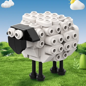 MOC Mini Koyun Yapı blok seti Zodyak Koyun Modeli Tuğla Yaratıcılık Hayvan Oyuncaklar Eğitim DIY Çocuklar İçin doğum günü hediyesi