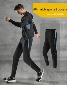 Moda 2 Adet erkek spor takımları Pantolon Kapşonlu Koşu Spor setleri Açık Sabah Koşu Spor Giyim Spor Rahat Giysiler