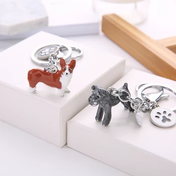 Moda 3D Pet Köpek Anahtarlıklar Sevimli Köpekler Anahtarlık Sınır Collie Shelti Husky Metal Araba Anahtarlık Takı Kadın çanta uğuru hediye