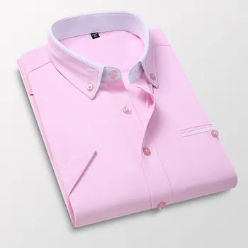 Moda Kısa Kollu Gömlek Slim Fit Olmayan Ütü rahat elbise Gömlek Erkek Üstleri Boyutu M-5XL Bahar 2023 erkek Düz Gömlek MY639