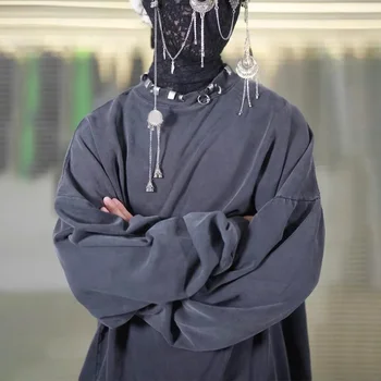 NIGO erkek kadın Moda Perçin Delikli Hasar Yıkanmış Gevşek Trend Kazak Ekip Boyun Gevşek Delikli Kazak #nıgo6755