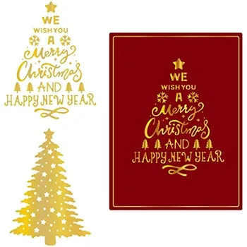 Noel Ağacı Sıcak Folyo Levha DIY Folyo Kağıt Noel Kelimeler DIY Folyo Kabartma Scrapbooking Dekor için Yeni Yıl Kartları Yapma