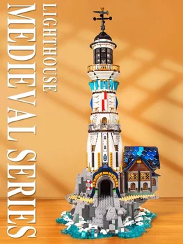 Ortaçağ Deniz Feneri Yapı Taşı Sokak Görünümü Şehir Avrupa Yüzyıl Kiliseler Tuğla Modeli Yaratıcı Uzman Oyuncaklar Çocuk Hediye İçin MOC