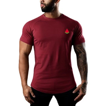 Pamuk Kısa Kollu erkek Yaz koşu tişörtü Rahat Temel Gömlek O Boyun Düz üst Spor Salonu Spor Vücut Geliştirme Nefes Tshirt