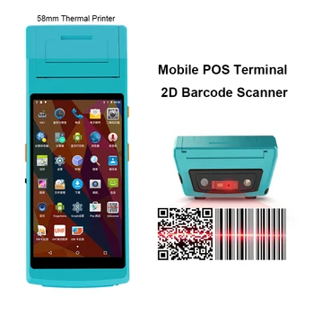 RUGLİNE 5.5 inç POS Terminali PDA İle kablosuz bluetooth ve Wifi Android Sistemi ile Termal Yazıcı Dahili ve Barkod Tarayıcı