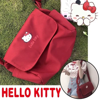 Sanrio Hello Kitty Crossbody omuzdan askili çanta Karikatür Tatlı Öğrenci Kırtasiye postacı çantası Bayan Büyük Kapasiteli Naylon Tote Çanta