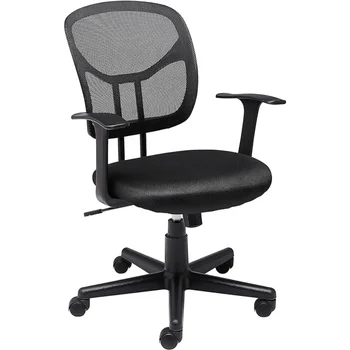 Temelleri Örgü Orta Geri Ayarlanabilir Yükseklik 360 Derece Döner Ofis Masası Koltuğu Kol Dayama, Siyah oyun sandalyesi, bilgisayar sandalyesi
