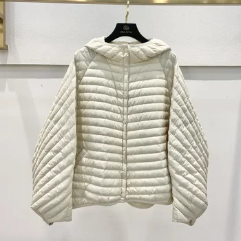 Vintage Kadınlar Büyük Boy aşağı ceket Sonbahar Kış Rahat 2023 Yeni Ultra Hafif Fener Kollu Aşağı Palto Kısa Zarif Palto
