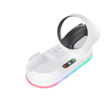 VR 2 oyun denetleyicisi için ekran ışığı ile basit çift koltuklu şarj, PS VR2 oyun kolu için renkli koltuk şarjı