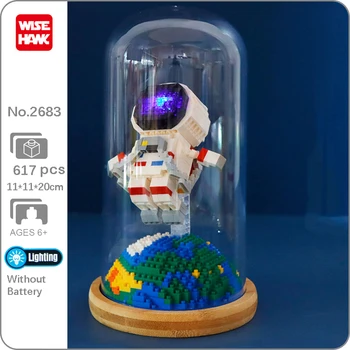 Weagle 2683 Uzay Astronot Fly Spaceman Toprak Yıldız Bebek Vitrin led ışık Mini Elmas Blokları Tuğla Yapı Oyuncak Kutusu