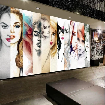 wellyu Özel duvar kağıdı 3d обои modern minimalist el-boyalı moda yaratıcı kız dekoratif boyama çerçevesiz 3d duvar kağıdı