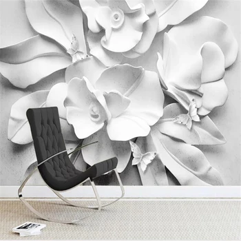 wellyu Özel duvar kağıdı papel de parede Modern minimalist atmosfer 3D kabartmalı çiçek TV kanepe arka plan duvar tapeta tapety