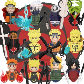 WM6105 WM6110 WM6111 Narutos Yapı Taşları Sasuke Kakashi Akatsuki tuğla Anime Mini Aksiyon Figürleri Montaj Oyuncaklar çocuklar Hediyeler