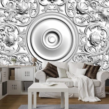 Yaratıcı Sanat Duvar Dekor 3D Yuvarlak Daire Alçı Desen Duvar Kağıdı Yatak Odası Oturma Odası TV Arka Plan Büyük Duvar Özelleştirilmiş