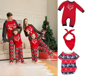 Yeni DIY Boş Ön Aile 2023 Noel Pijama Seti Yetişkin Çocuklar Bebek ve Köpek Eşleştirme Giyim Yumuşak Pijama Aile Bak Pjs