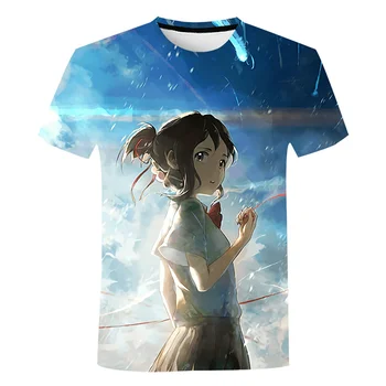 Yeni Yaz 3D Anime Adınız baskı T Shirt Miyamizu Mitsuha Grafik erkek t-shirtleri Çocuk Moda Streetwear Kısa Kollu Tee