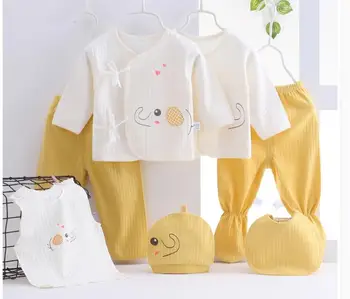 Yenidoğan bebek giysileri, 7 parçalı sonbahar / kış takım elbise, saf pamuk