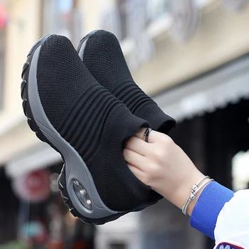 Yürüyüş ayakkabısı Spor Ayakkabı Moda Platformu Elastik rahat ayakkabılar Nefes Kama Ayakkabı Kadınlar İçin Calçados de moda feminina