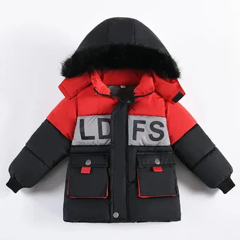 Çocuk ceketi için Erkek Kış Giysileri Parka Sıcak Kalın Kadife Çocuk Pamuk Ceket Bebek Giyim ve Mont Bebek Palto Snowsuit