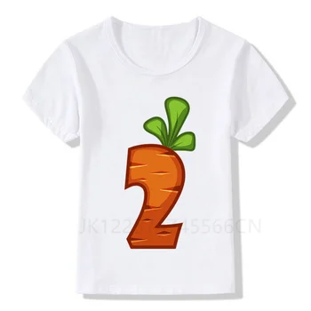 Çocuklar 1-9 Havuç Doğum Günü Numarası Baskı T Shirt Çocuk Sevimli sebze Havuç Sevgilisi Doğum Günü T-Shirt Erkek ve Kız Komik Hediye Tshirt