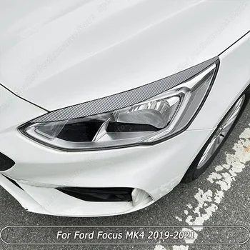 Ön Far Kaş Göz Kapağı Kapak ayar lambası Kapağı Çıkartmalar Parlak Siyah Araba Aksesuarları Ford Focus İçin MK4 2019-2021 ABS Plastik