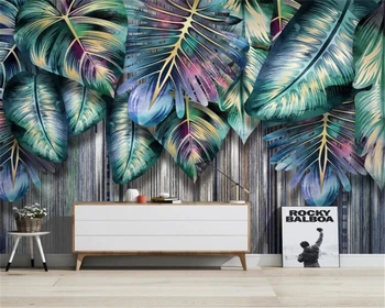 Özel duvar kağıdı tropikal bitki yaprakları ışık lüks TV arka plan duvarları oturma odası yatak odası dekorasyon 3d duvar kağıdı